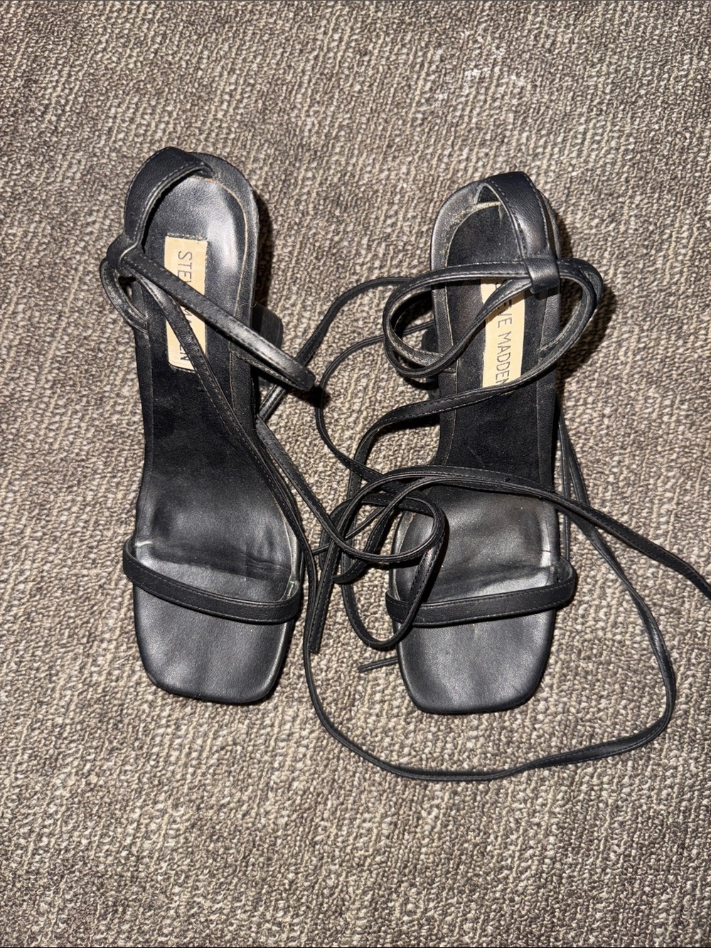Steve Madden Black Lace-Up Square Toe Heels